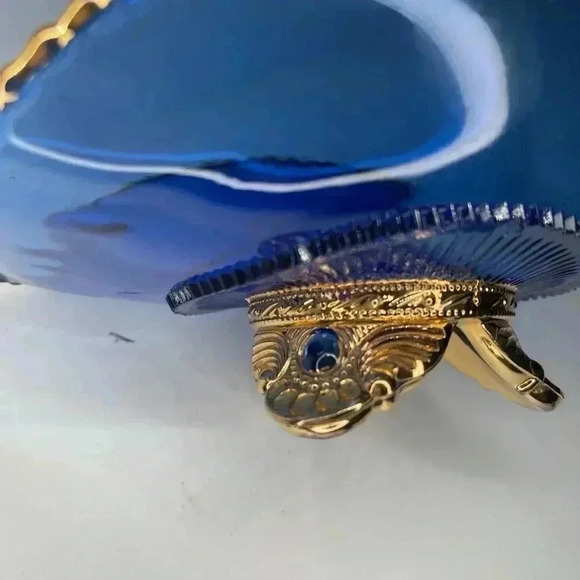 Nice 1898 US Glass EAPG “COLORADO” Blue 7” 3-Footed Bon Bon Dish - Picture 4 of 7